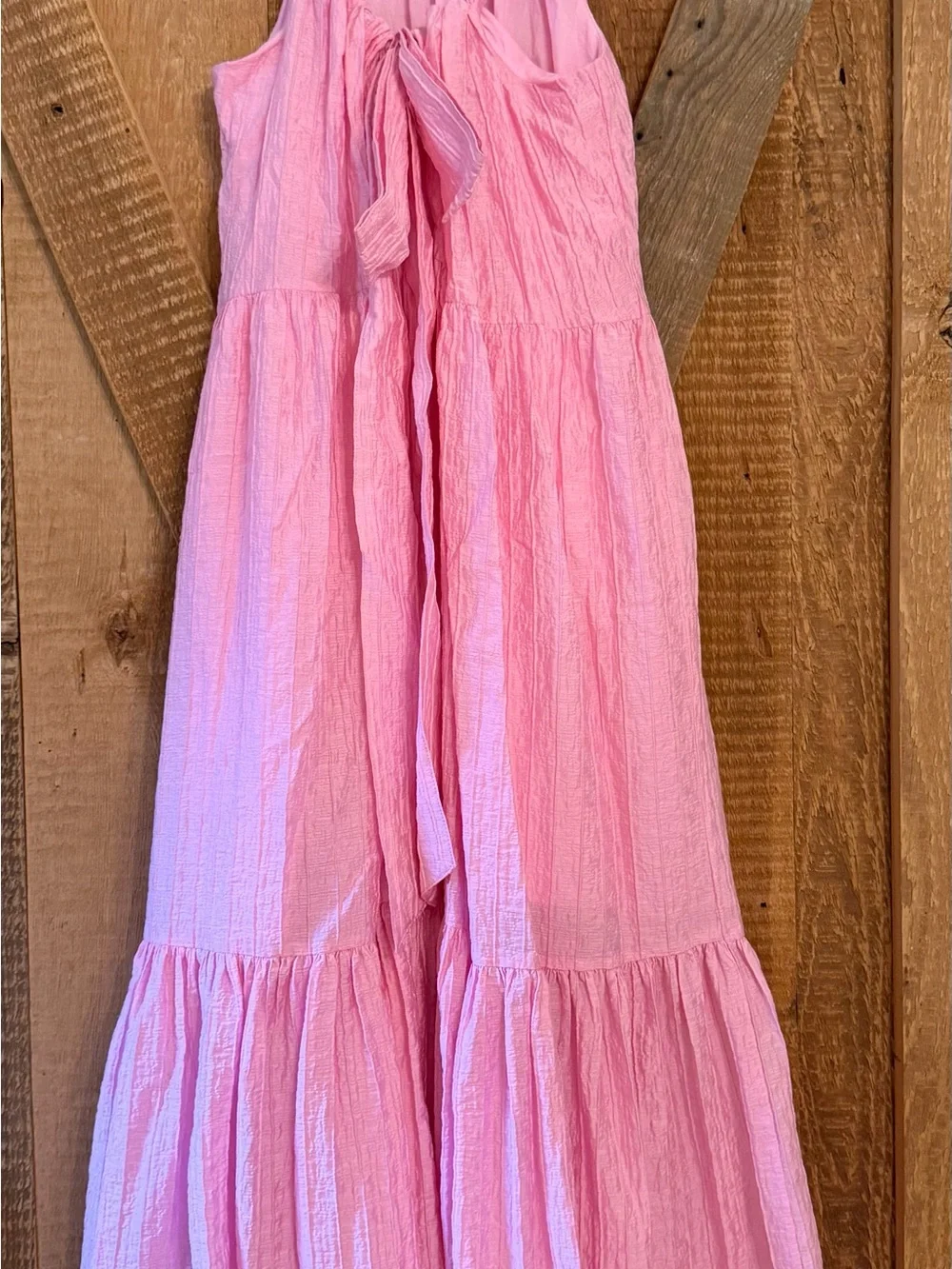 French Connection Aleska Pink Textured Midi Dress - Picture 4 of 6